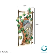 Iron Buddha on Leaf With Led - Free Size, Metal, Pack of1